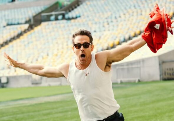 Ryan Reynolds Outside of Wrexham AFC and the StōK Cae Ras. Credit: vancityreynolds Instagram