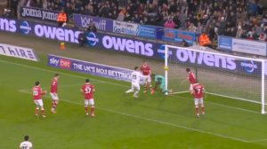 Arthur Okonkwo's late error cost Wrexham a point. Credit: Sky Sports