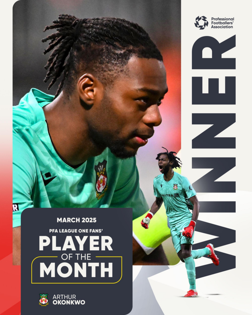 Arthur Okonkwo - Player of the Month March. Credit: PFA