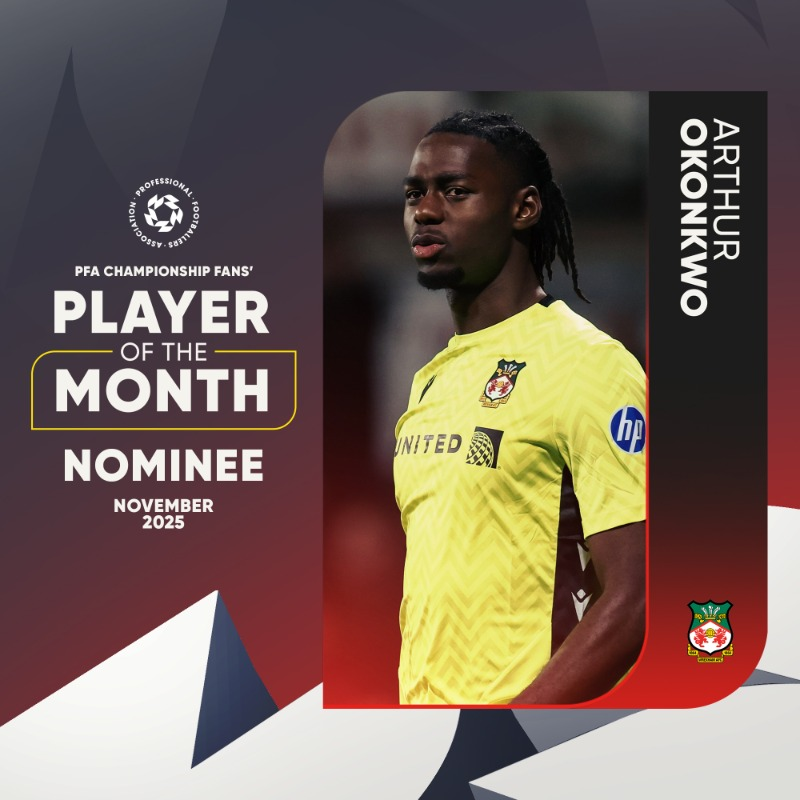 Arthur Okonkwo - Player of the Month. Credit: WrexhamAFC.co.uk