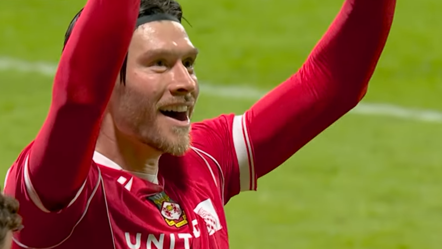 Kieffer Moore vs Sheffield. Credit - Wrexham AFC YouTube