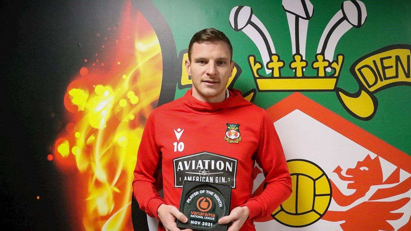 Paul Mullin wins Vanarama National League award for November. Credit: Wrexham AFC