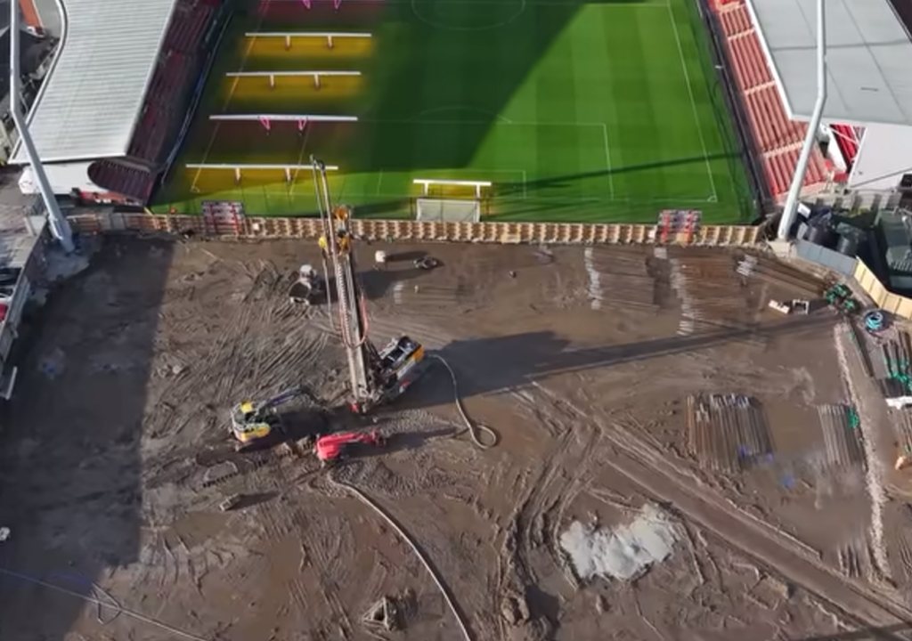 Development of Wrexham AFC SToK Cae Ras stadium and the new Kop stand. Credit: Wrexham AFC Fanzone YouTube