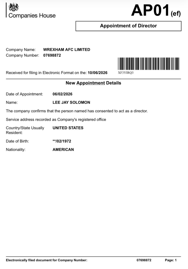 Lee Solomon Appointment