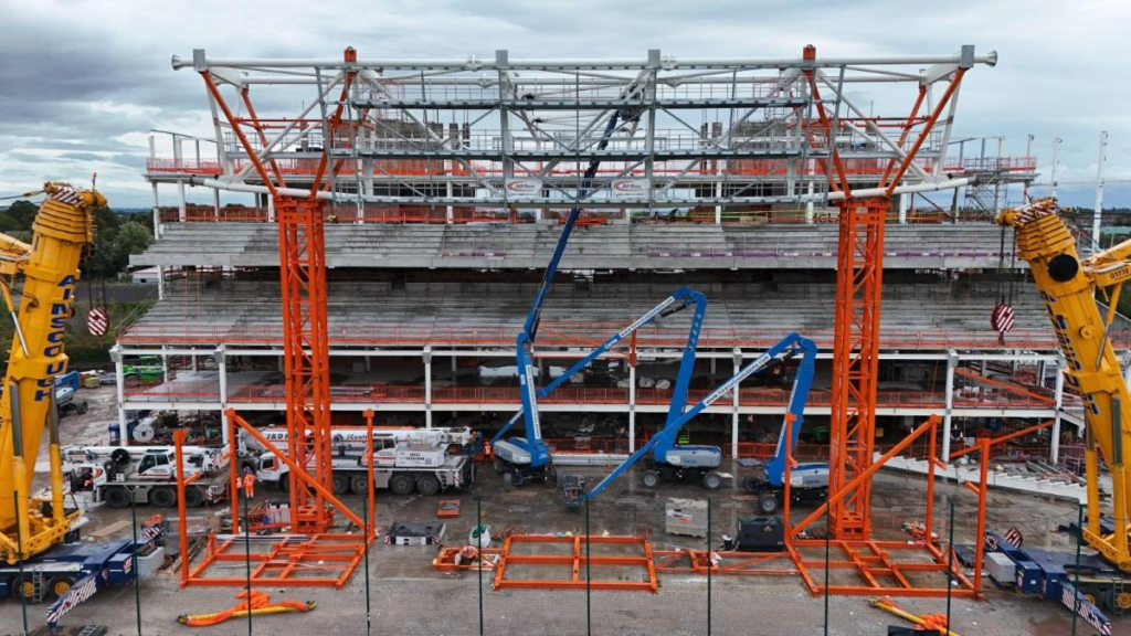Kop Stand progress at The Racecourse. Credit: Roberts and Daughter