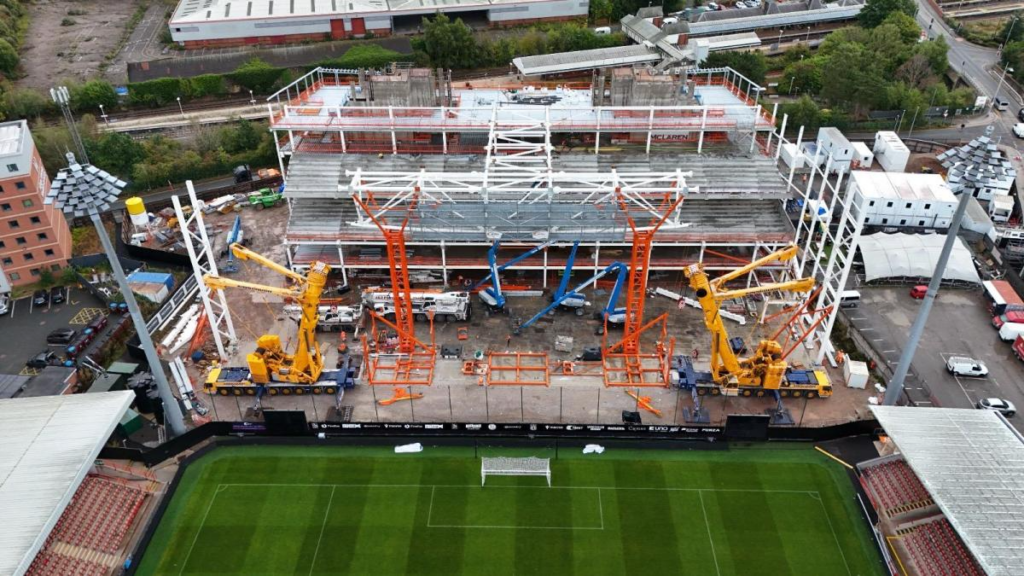 Kop Stand progress at The Racecourse. Credit: Roberts and Daughter