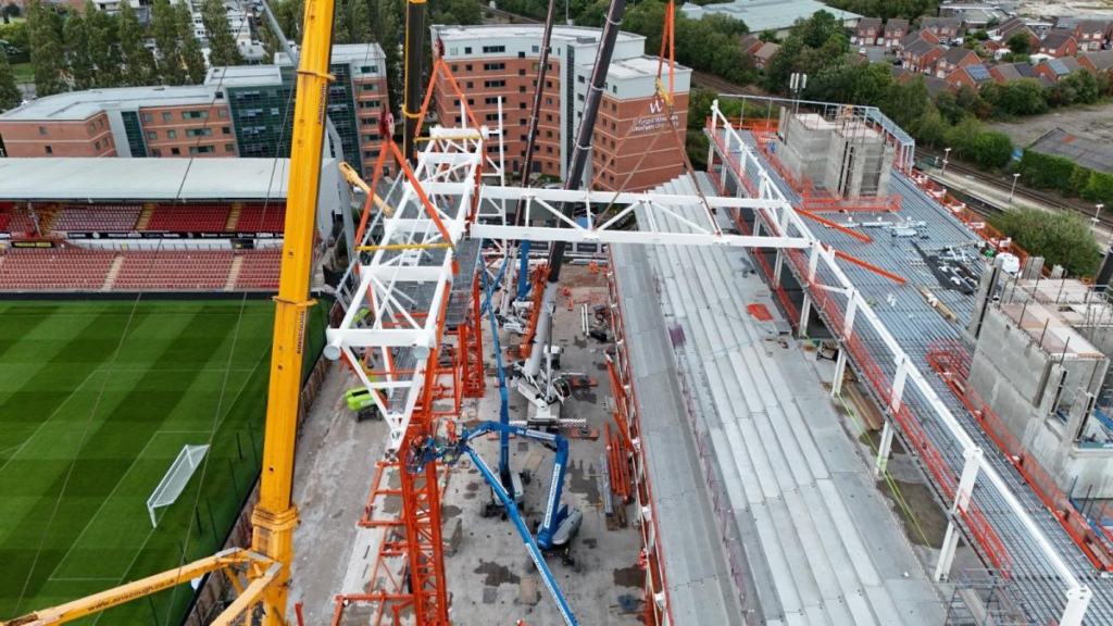 Kop Stand progress at The Racecourse. Credit: Roberts and Daughter