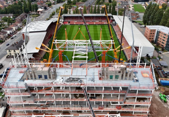 Kop Stand progress at The Racecourse. Credit: Roberts and Daughter