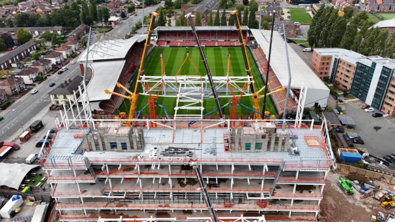 Kop Stand progress at The Racecourse. Credit: Roberts and Daughter
