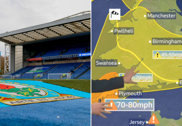 Met Office warning for Wrexham fans travelling to Blackburn. Credit: Wrexham AFC/BBC